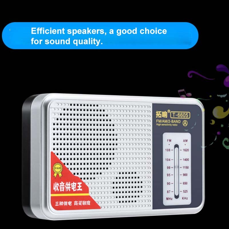 Mini receptor portátil de Radio FM AM, altavoz compatible con batería de litio BL-5C/18650/D, batería seca, fuente de alimentación recargable
