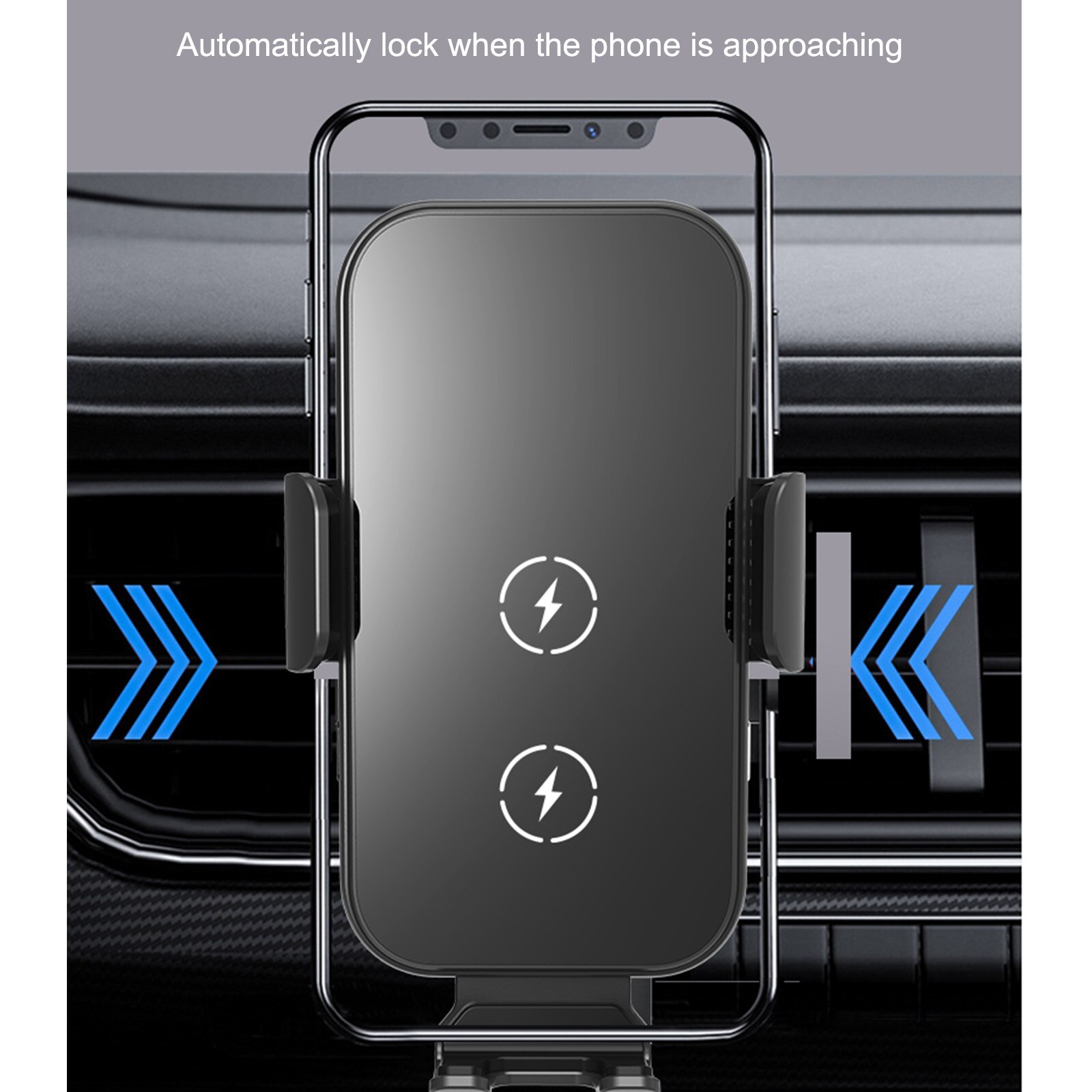 30w qi-autoladegerät mit kabelloser halterung für lüftungsschlitze im auto, kabelloses laden von smartphones, kompatibel mit samsung galaxy s3/ und z flip 3
