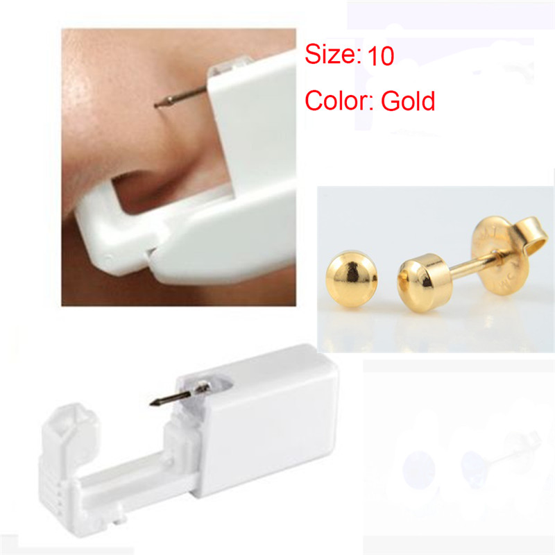 OPPOHERE Wegwerp Geen Pijn Veilig Steriele Oor Stud Piercing Gun Kit Neus Stud Piercing Tool Kit Bouwen In Staal Stud oorbel Ster: Gold 04