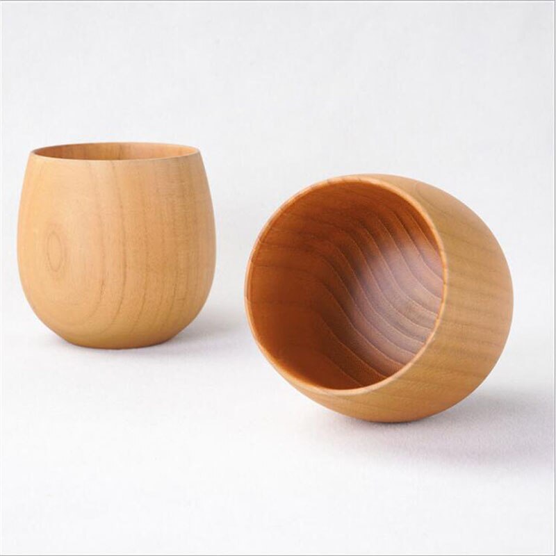 Tazas de madera de gran barriga hechas a mano Abeto Natural de madera cerveza té y café taza de agua leche cocina Bar Drinkware: Default Title
