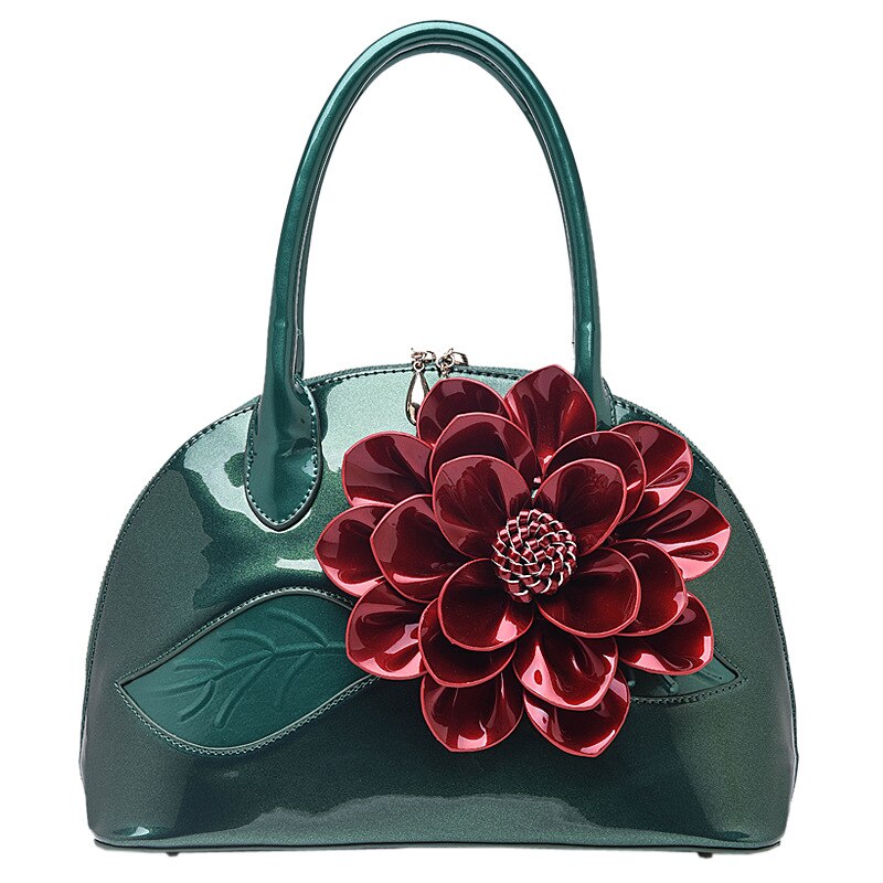 Vrouwen Mode Lakleer Bloemen Shell Tas Tote Nationale Stijl Handtassen Schoudertas Crossbody Tas Jurk Party Club Tas: green