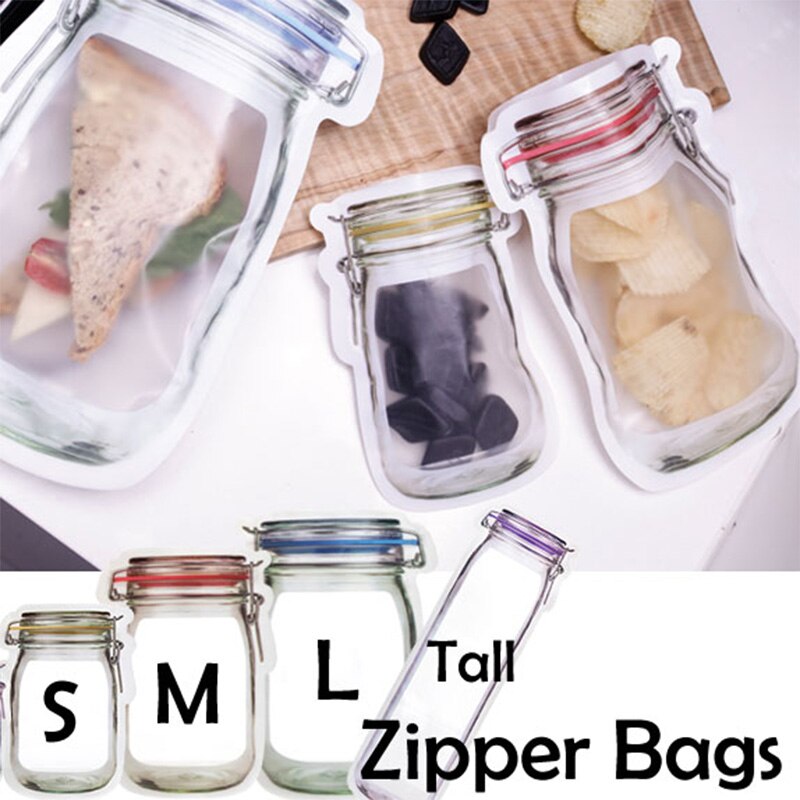 Eco Friendly Portable Mason Jar Bag Plastic Kitchen Organizer And Storage Container Box Bolsa De Plastico Rangement Ziplock Bags