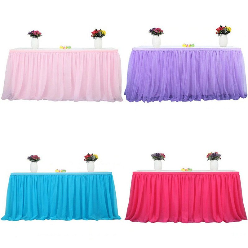 Multi colores tabla falda tutú tul mantel boda Mesa Decoración