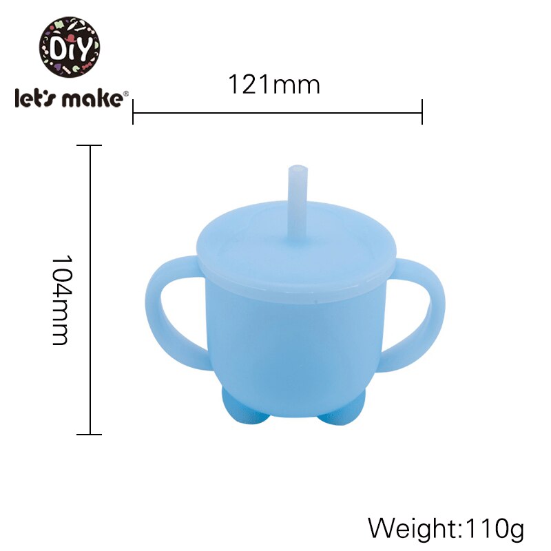 La oss lage 1pc tåteflaskekopper til å lære drikkevarer silikon sippy kopp småbarn barn silikon sippy kopp har lokk: Blå