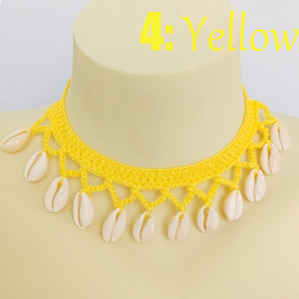 2020Crochet Simple Seashell Ankle Crochet Pendant Anklet Bohemia Foot Jewelry Summer Beach Anklets On Foot Ankle Bracelets: yellow