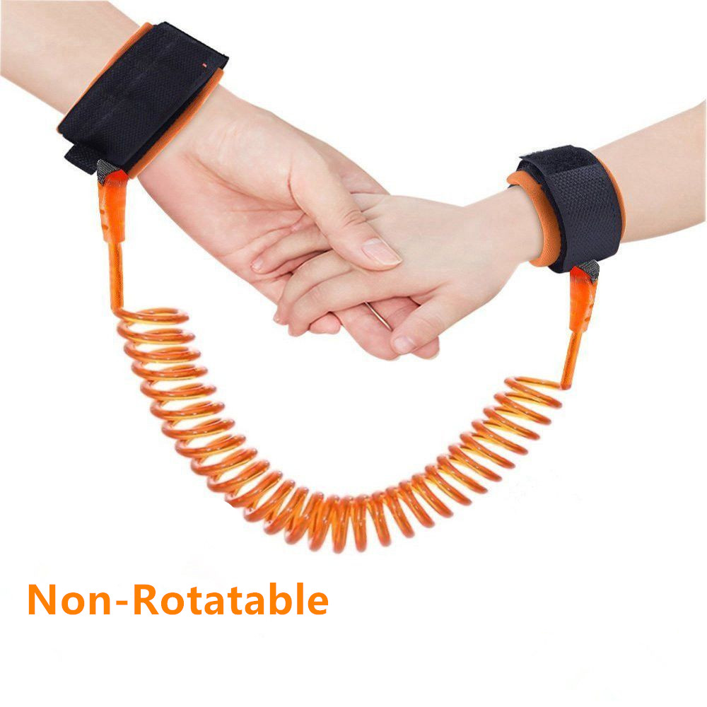 1.5-2.5m Kids Safety Harness Adjustable Children Leash Anti-lost Wrist Link Traction Rope Baby Walker Wristband: Non-Rotatable Orange / 2 m