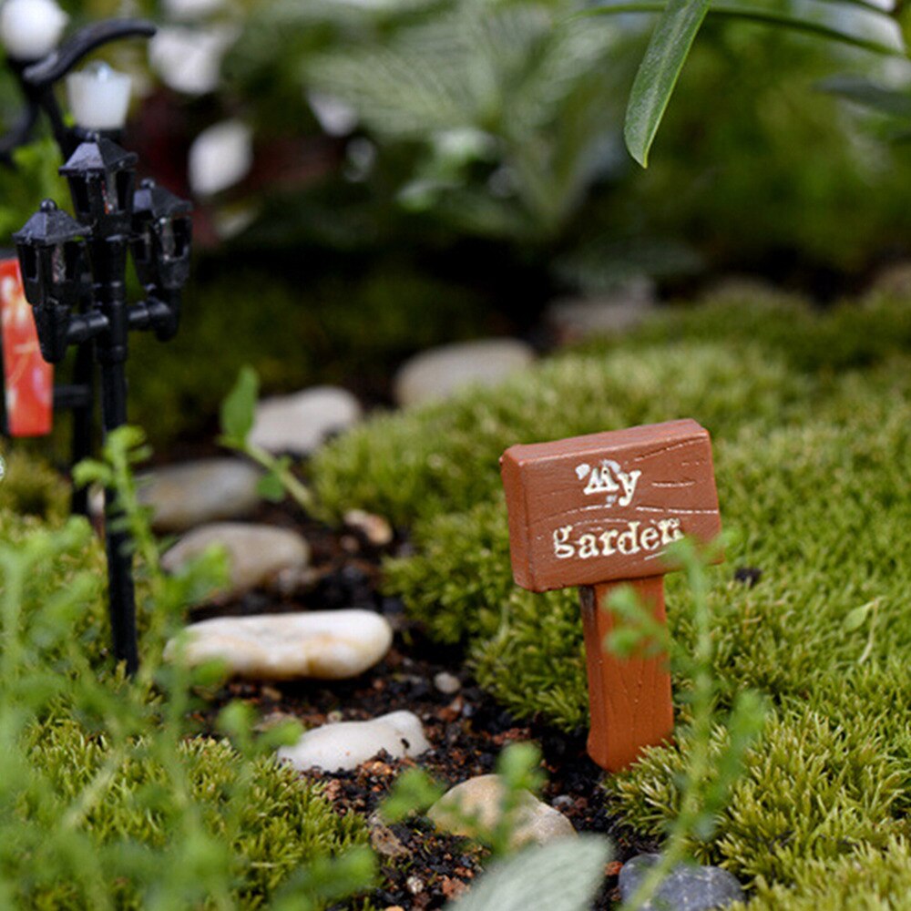 Miniaturen Fee Garten Gnome Moos Terrarium Dekor Schild Bonsai Figuren Micro Landschaft Harz Handwerk Zeichen Board