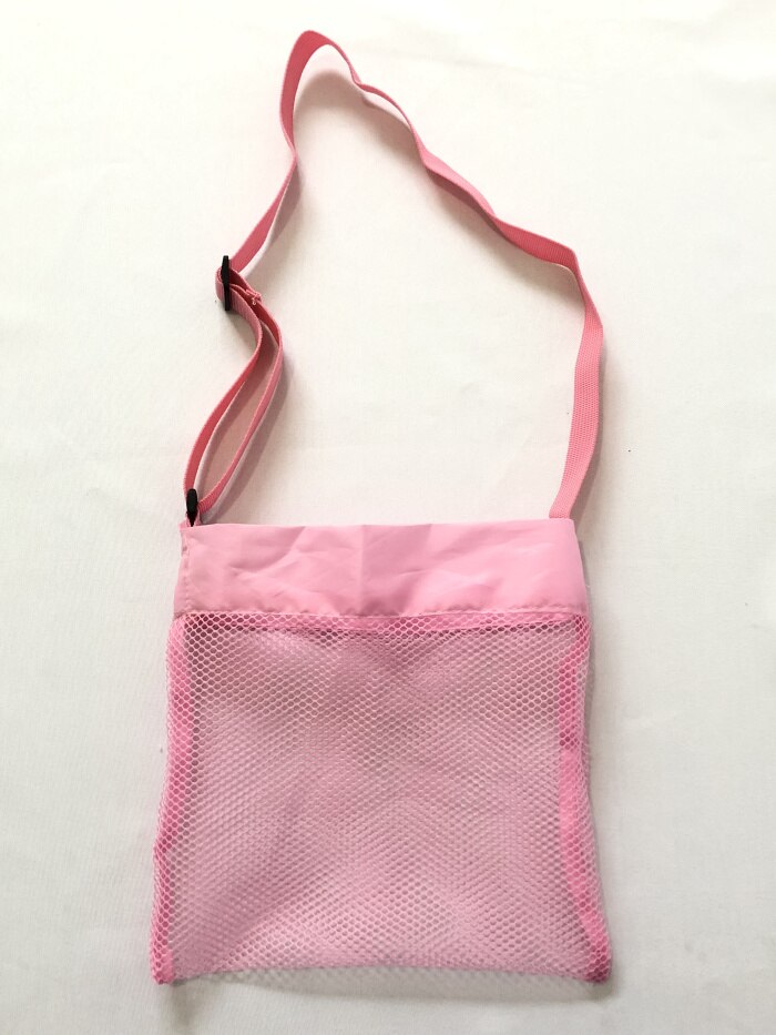2 stykker / parti -24 x 25 cm børnelegetøj skal samle gitter strandtaske - mesh rygsæk hold dig væk fra sand legetøjs opbevaringspose: Lyserød