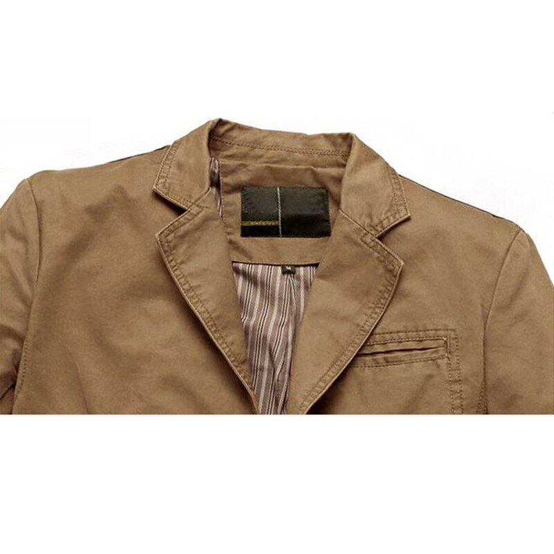 Blazers Men Suit Jackets Men's Slim Fit Cotton Denim Jackets Parkas Army Green Khaki Outdoors Outwear Coat Large Size M- 4XL
