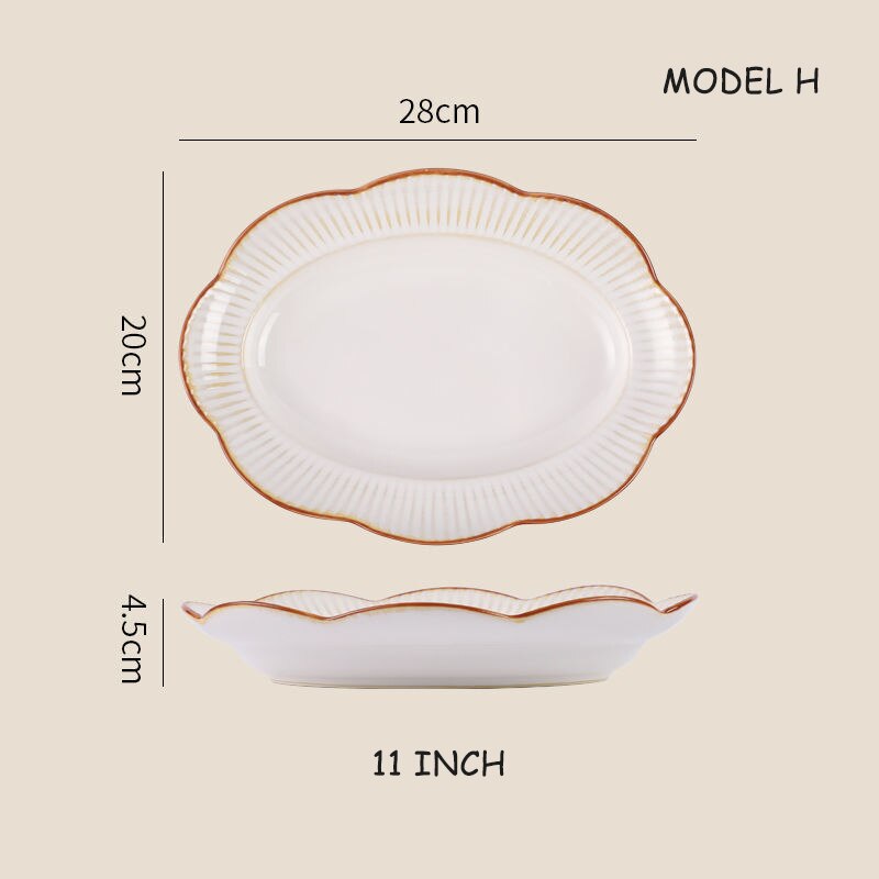 Modern Luxurious Tableware Dish Set Home High Appearance Ceramic Rice Bowl And Soup Bowl Large Fish Plates Dinner Set 1 Pcs: H
