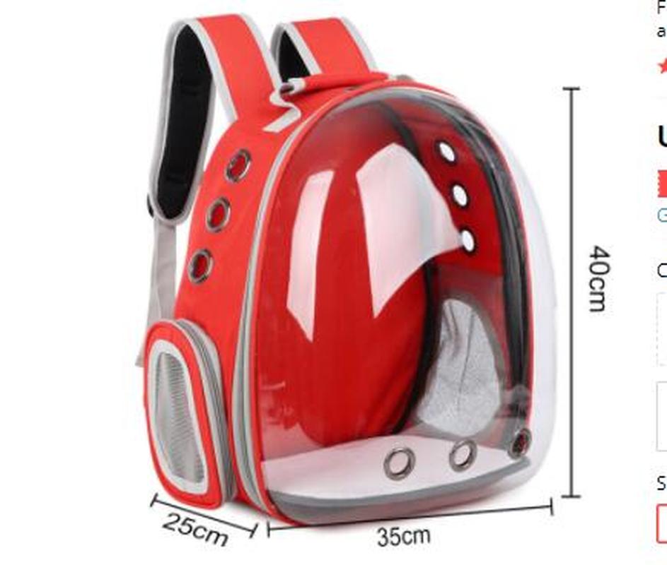 Sac à dos Portable respirant pour chat et chien, Transparent, pour voyage en plein air, pour animaux de compagnie, WJ829: Rouge