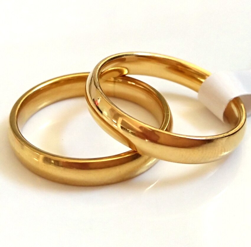 Grote partijen 50 stuks gouden 4mm paar trendy roestvrijstalen bandringen voor een geliefde bruiloft of jubileum