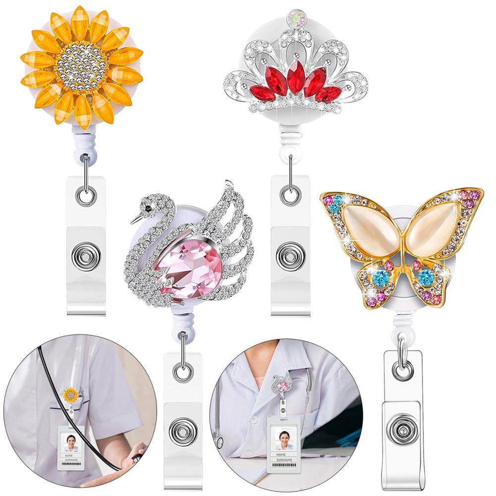 Badge Reel Chic Draagbare Studenten Badge Reel Clip Compact Ingelegd Badge Clip