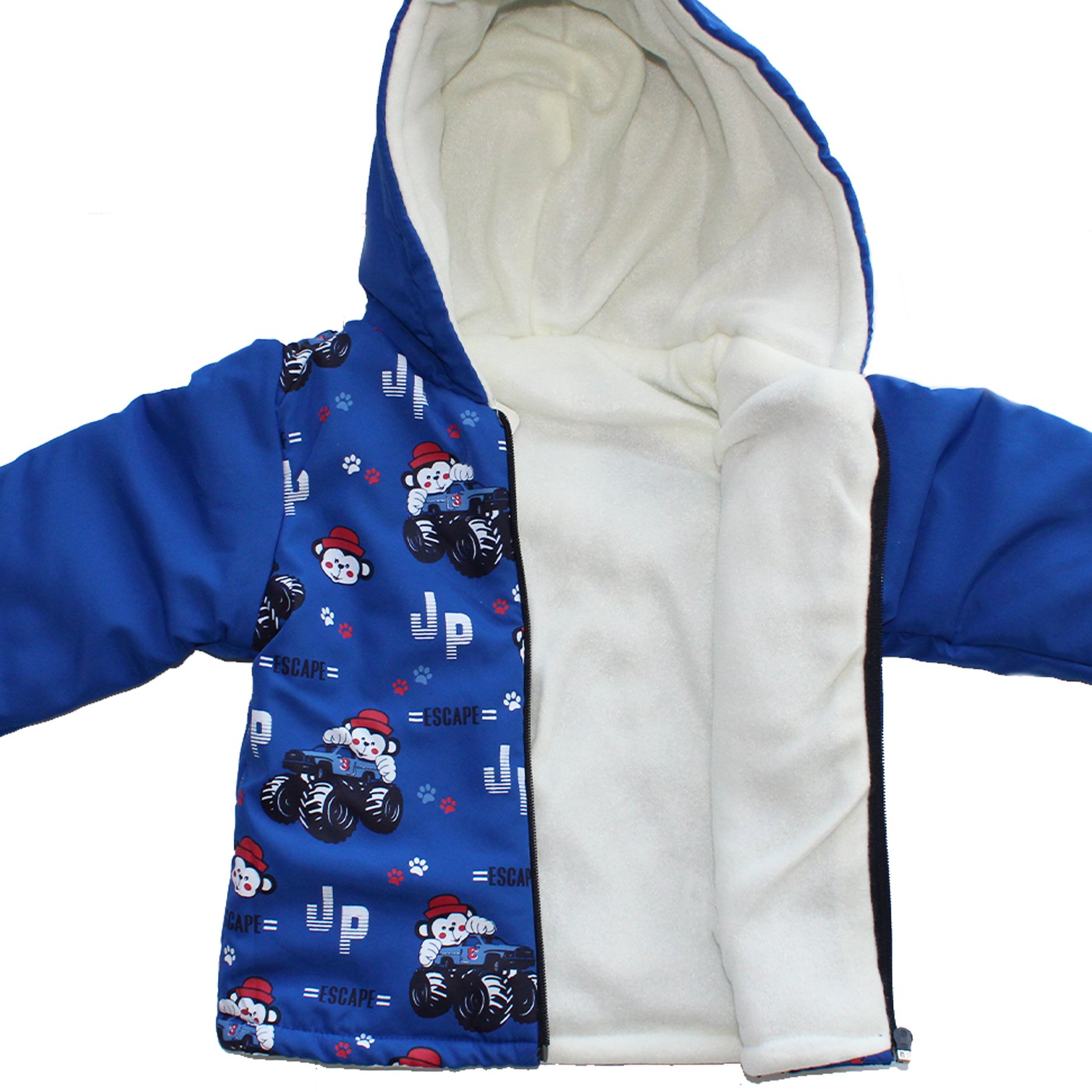 Blauw Jipli Aap Patroon Mannelijk Kind Jas