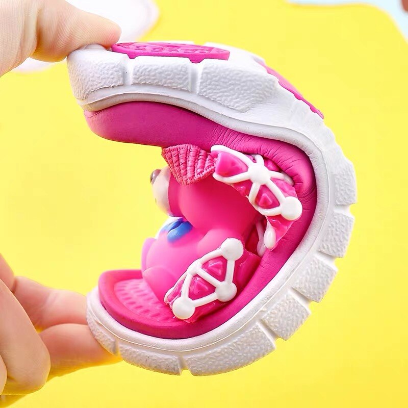 Sommer barnesandaler og tøfler tegneserie søte tøfler 1-4 år gammel baby strikk med sandaler