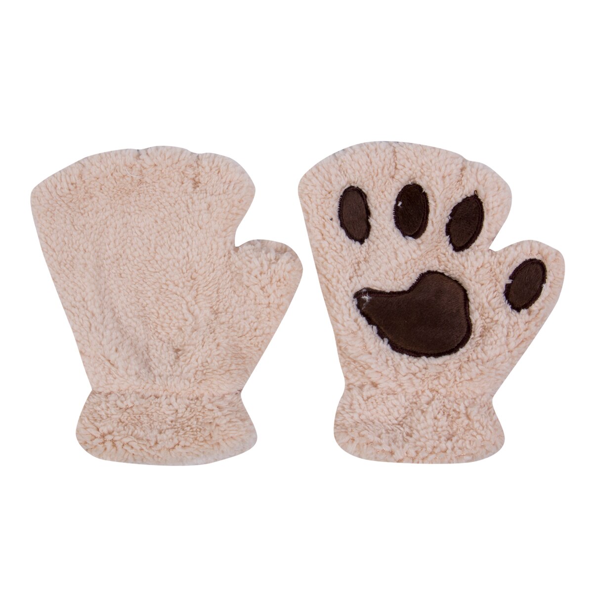 Bonito inverno quente metade do dedo luvas luvas femininas luvas luvas luvas luvas femininas mitten: Bege