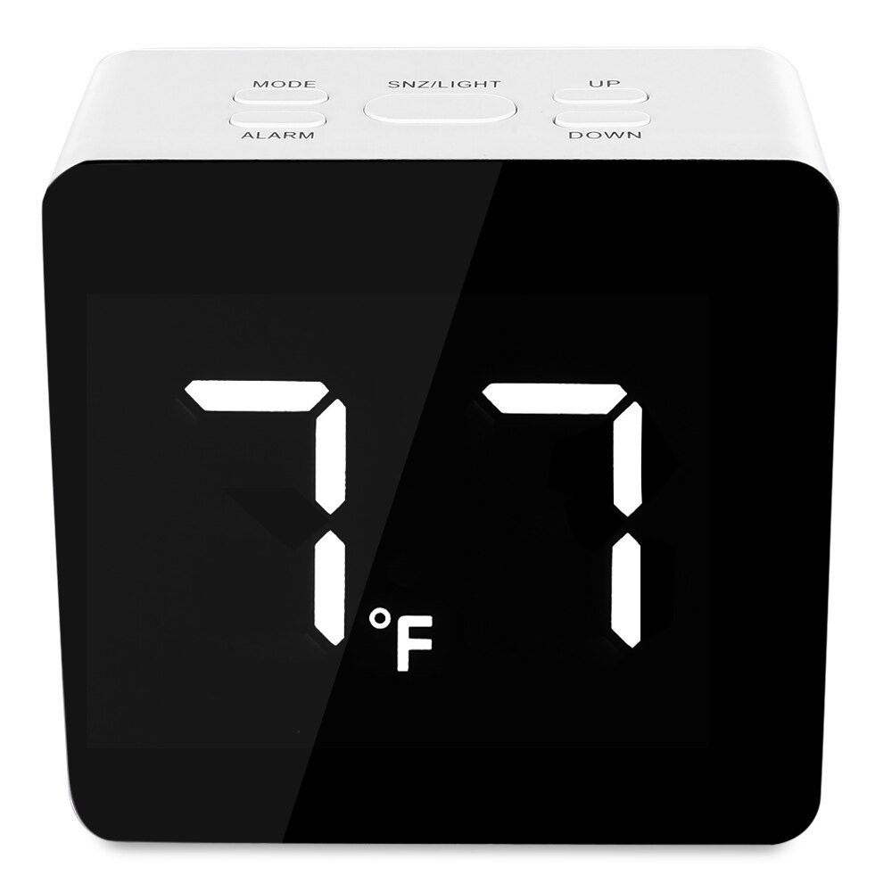 digital clocks table watch led Mirror electronic desk nixie clock night Temperature sounds Bedside Alarm Clock light sound: SQUARE