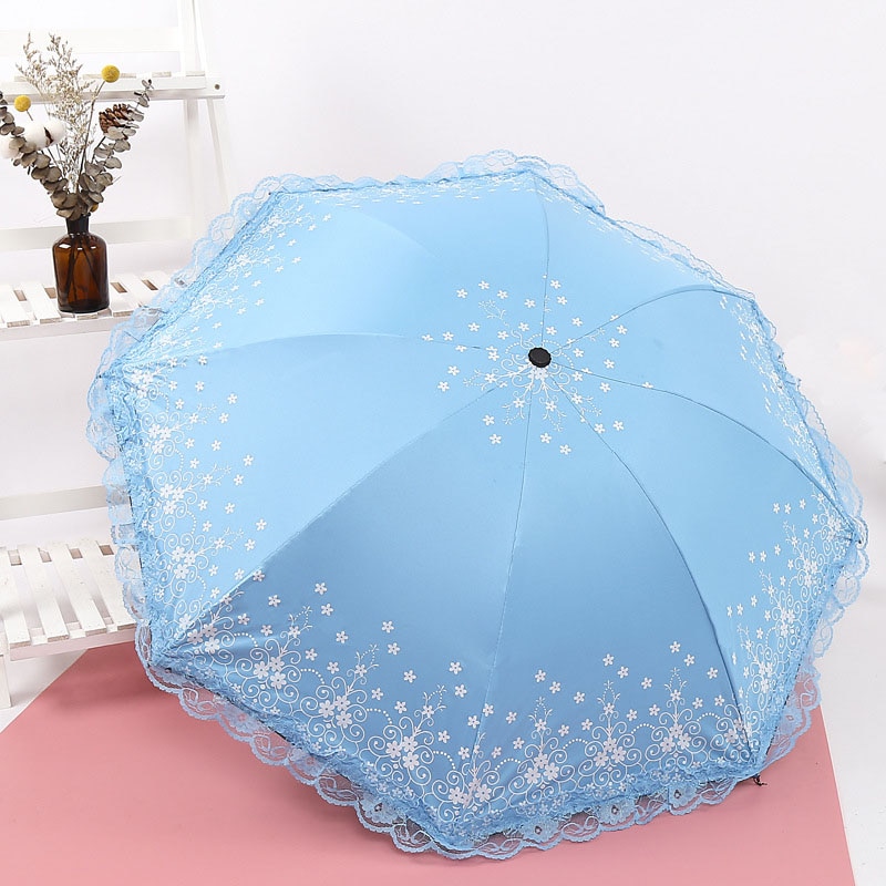 Neue Tragbare spitze Regenschirm, pflaume Blume Blüte Sonnenschirm 3 Falten regenschirm UV sonnig/Regen sonnenschirm spitze sonnenschirm