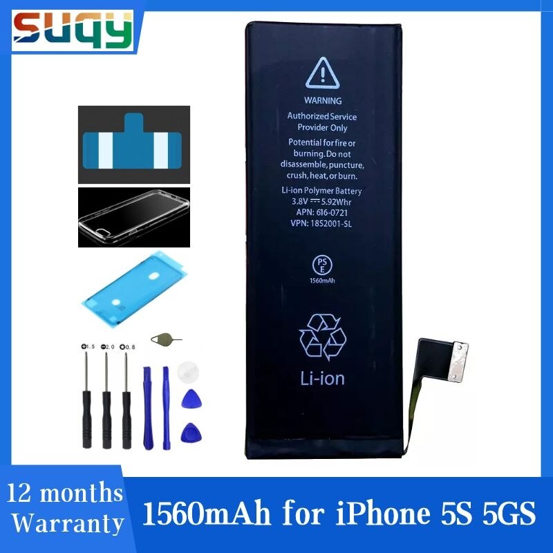 Suqy for Iphone 4/4s/5/5s/5c/se/6/6 Plus/6s/6s Plus/7/7 Plus/8/8 Plus Battery Accumulator for Apple IPhone 5s 0 Cycle Batteries: for iphone 5s