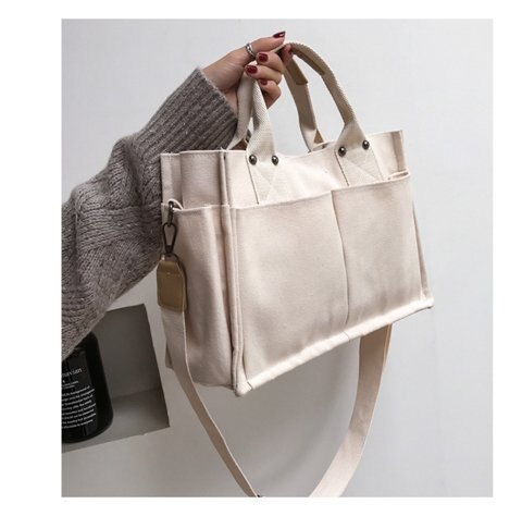 Sac à main en coton tendance pour femmes, sac à bandoulière en toile de grande capacité pliable et réutilisable, sacoche de Shopping, fourre-tout pour dames