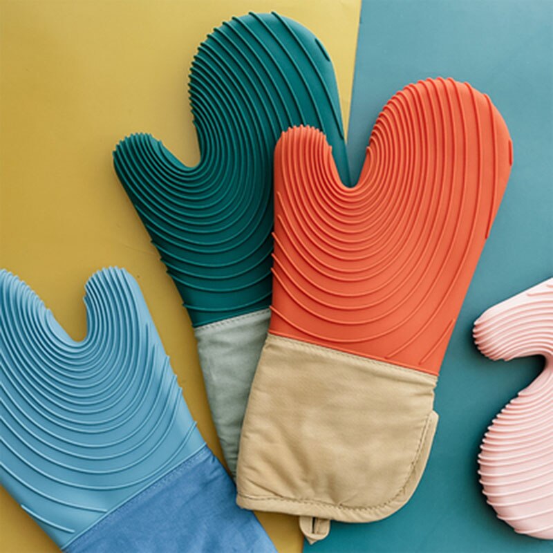 Verdikte Siliconen Magnetron Handschoenen Hittebestendige Bakken Bbq Oven Handschoen Pot Ovenwanten Hittebestendige Nordic Minimalistische Keuken Tool