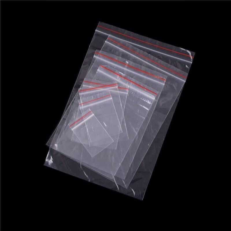 9 Size 100Pcs/Bags Zip Zipped Lock Reclosable Plastic Poly Clear Bags FC