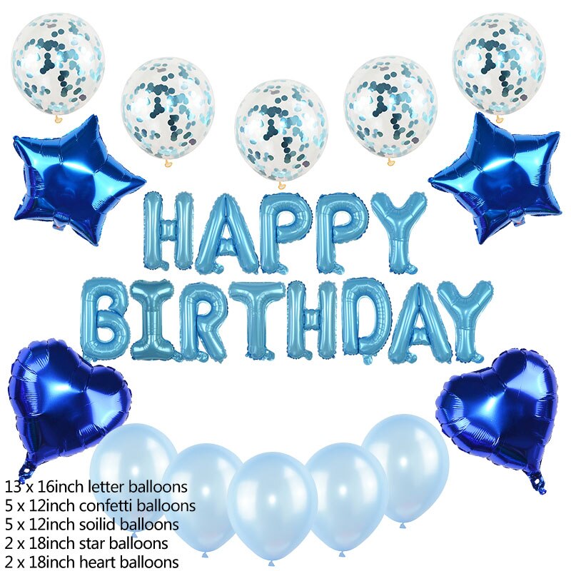 Happy Birthday Balloon Set Balloons Garland Hanging Banner Bunting for Kids Birthday Baby Shower Anniversary Party Decoration: Blue