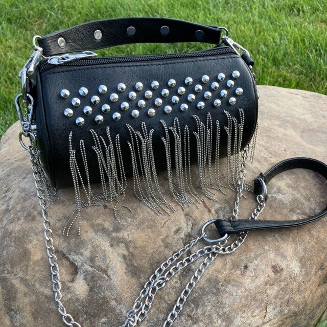 Vintage beroemde schelpen franje tas tassen dames handtassen portemonnees klinknagel pu leren dames schoudertassen tas: Vrouwen pakken een