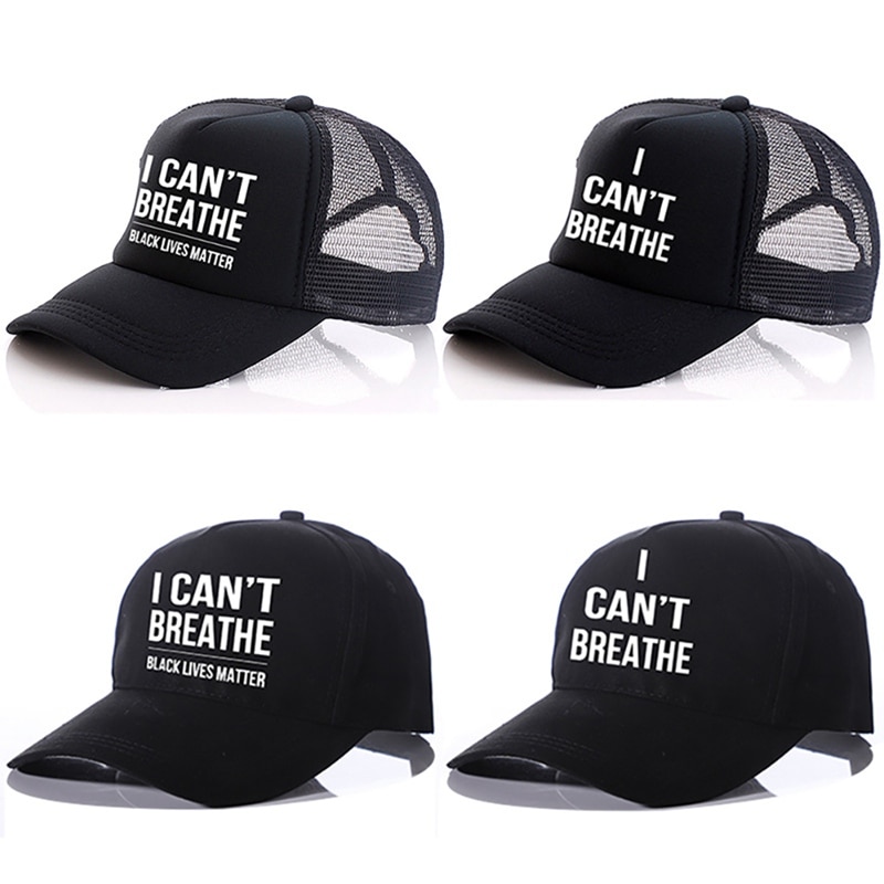 1Pcs I CAN'T BREATHE Peaked Cap Men Women Solid Summer Baseball Cap Sun Visor Unisex Casual Mesh Adjustable Snapback Hats