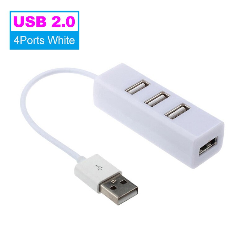 USB Hub 4 Ports USB 2.0 3.0 Hub Splitter High Speed Multi Splitter USB Adapter Expander Cable For Desktop PC Mac Laptop Notebook: USB 2.0 HUB White