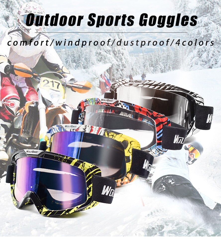 Skidglasögon vindtäta motorcykelmasker cykelglasögon solglasögon skidåkning snösnowboard män kvinnor glasögon