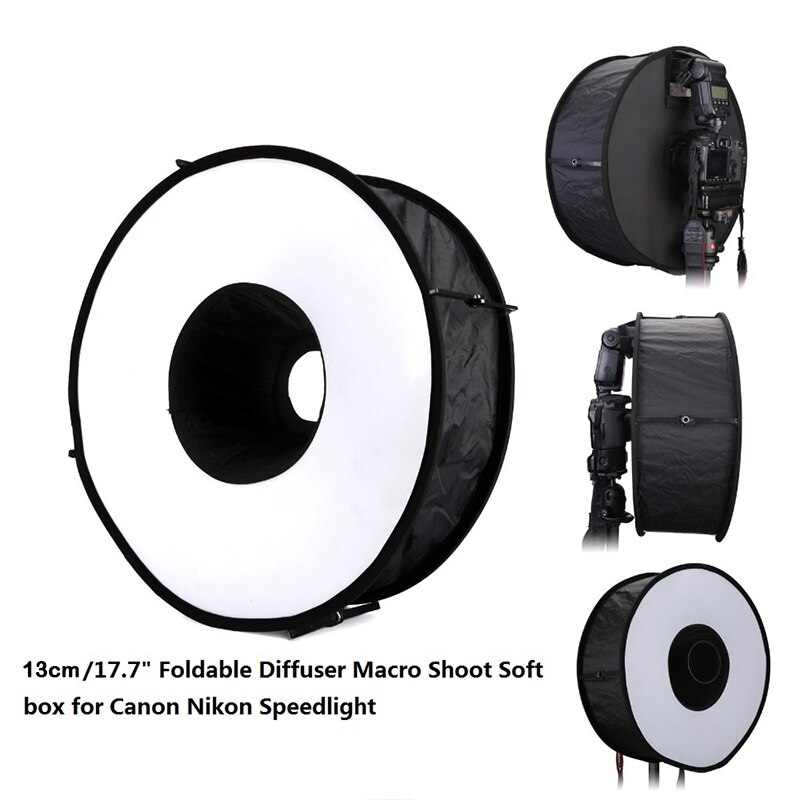 45cm plegable anillo Speedlite difusor de Flash Macro disparar ronda Softbox para Canon Nikon Sony Pentax Godox Flash