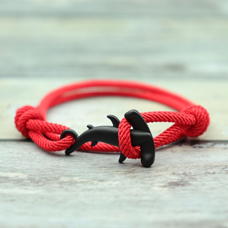 Noter Mens Bracelet Handmade Adjustable Marine Animals Shark Braclet Double Layer Cord Chain Surfing Braslet Beach Joias