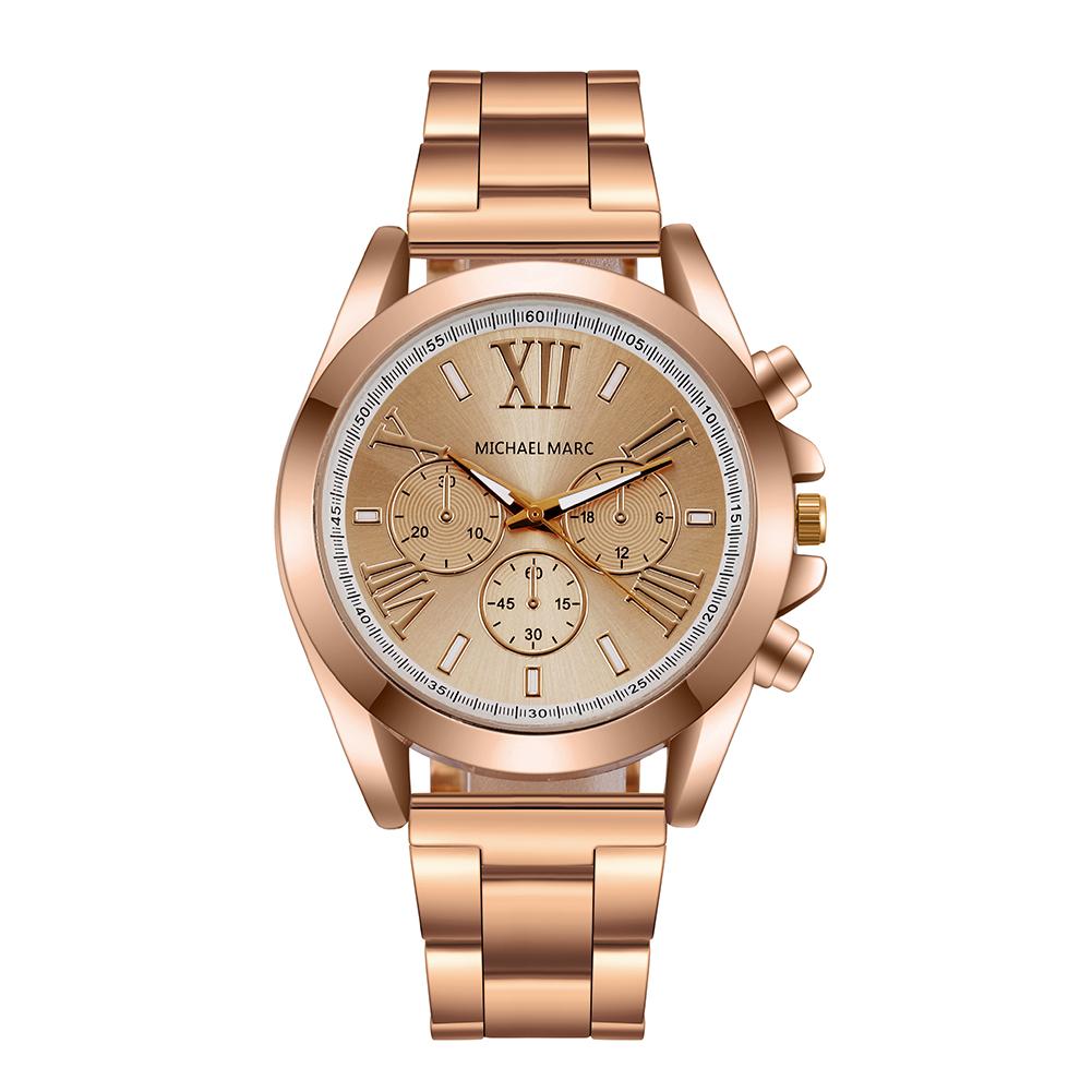 Gold Silver Stainless Steel Women Watches Brand Luxury Ladies Wristwatches Rome Female Quartz Watch Clock: Rose