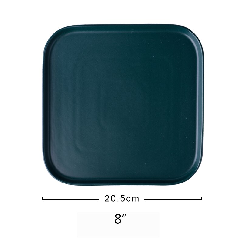 （8 Inch）Ceramic Sushi dish Square Steak Tray Nordic cutlery Baking Tray Plates For Food Fruit Salad Pasta: P