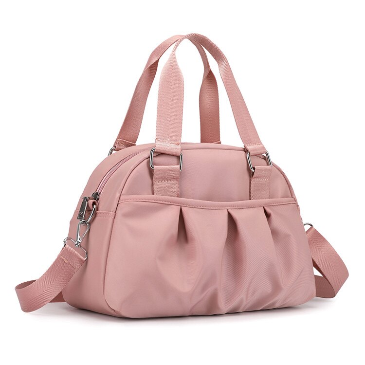 Skuldervesker til kvinner rynker crossbody-vesker kvinnelige håndvesker nylon damer budbringer bag tote veske: Rosa