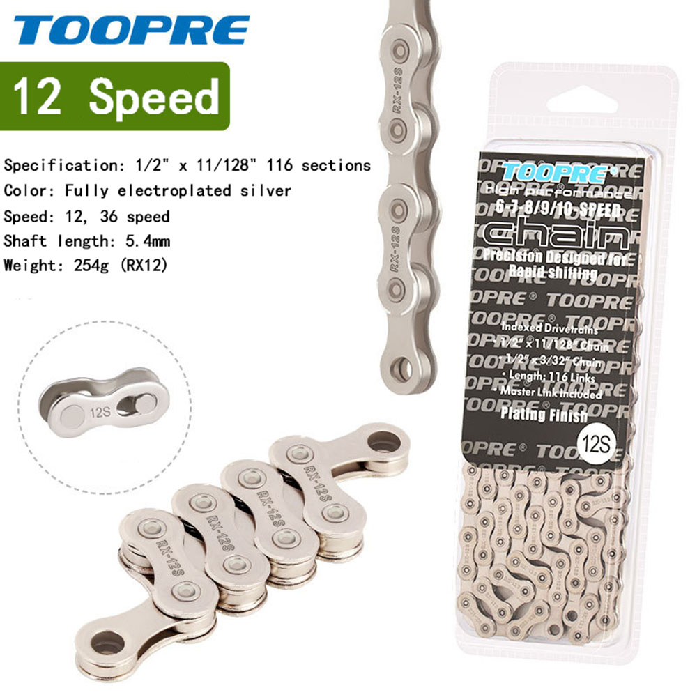 TOOPRE Catena per bicicletta 6 7 8 9 10 11 12 velocità MTB Bici da strada in acciaio al carbonio a velocità variabile catena dorata placcatura completa antiruggine 116L: Luce Verde