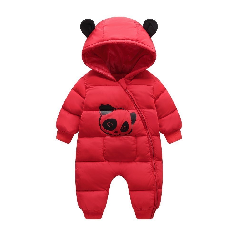 Kleinkind Baby Strampler Winter Baby Jungen Mädchen lässig Baumwolle Dicke Warme Mit Kapuze Strampler Kleinkind Baby Gesamt Overall Kleidung: rot / 24M