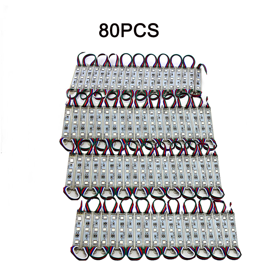 Led Modules Licht Rgb Smd 5050 3LED DC12V Waterdichte Store Front Strip Lamp Reclame Teken Module Lichten Ultrabright Rgb Kleur: 80PCS