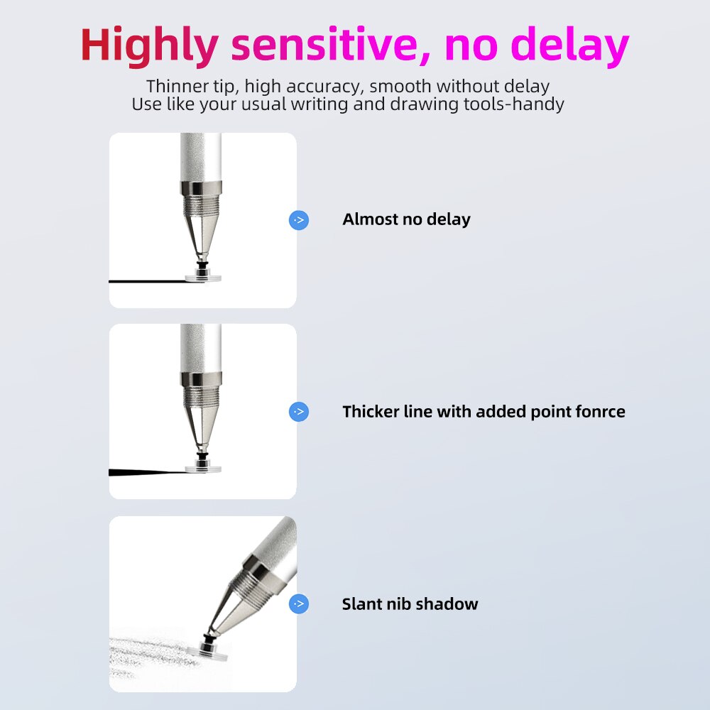2in1 Stylus Pen For Phone Tablet Touch Pen Capacity Screen Pen For Samsung Xiaomi Laptop Surface Pen Smartphone Draw Pen Pencil