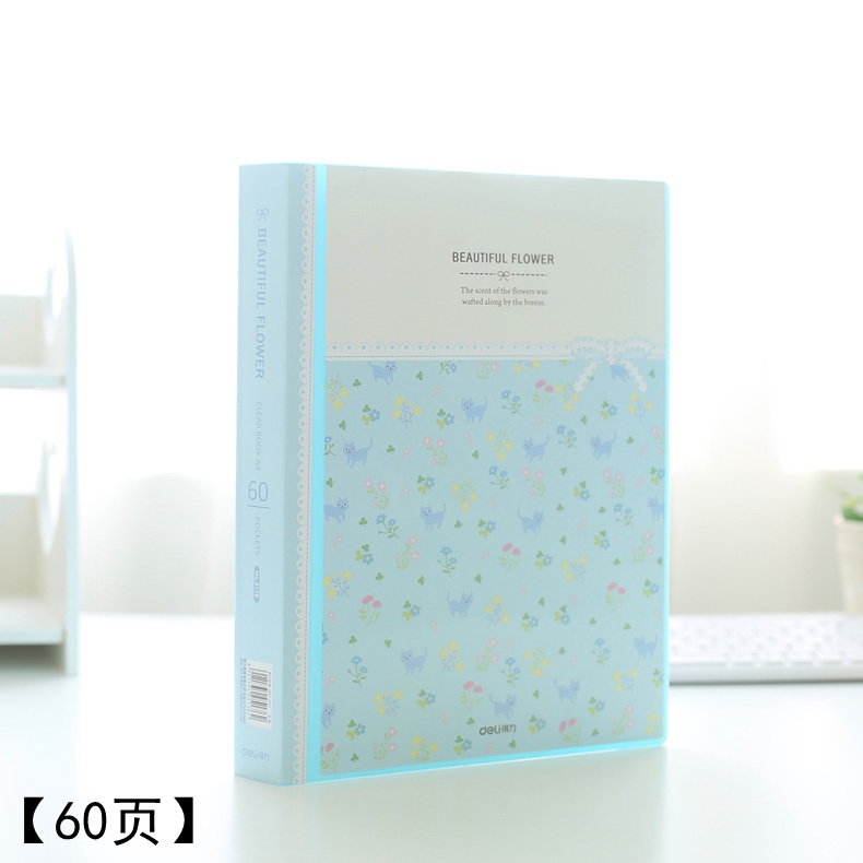 Deli Verse Bloem Papier Bestand Houders A4 Document Houder Papier Map Opslag Bindmiddel Pouch Pakket Kantoor School 30/40/60 Pagina 'S: 5176-blue