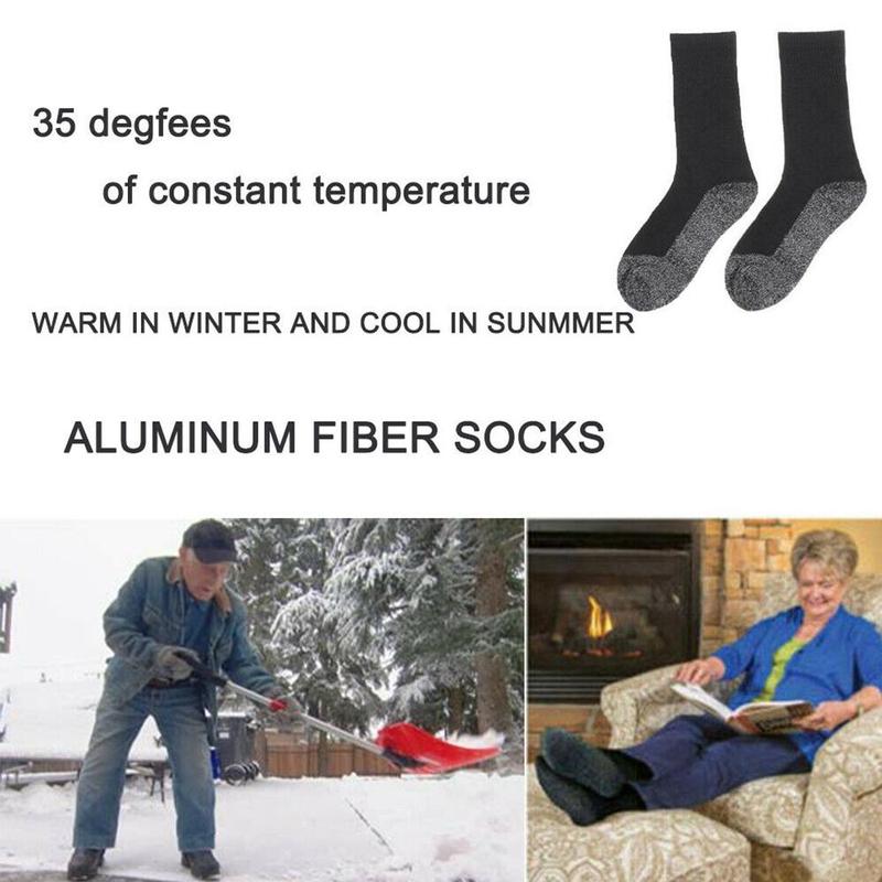 1 Pair Winter 35 Degree Thermostat Warm Socks Gestified Fiber Temperature Socks Mountaineering Ski Padded Soft Warm Socks