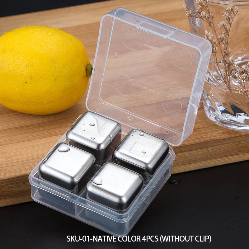 Rvs Ice Cubes, Herbruikbare Chilling Stones Voor Whiskey Wijn, Houd Je Drankje Koud Langer Ijs Deeltjes: 1