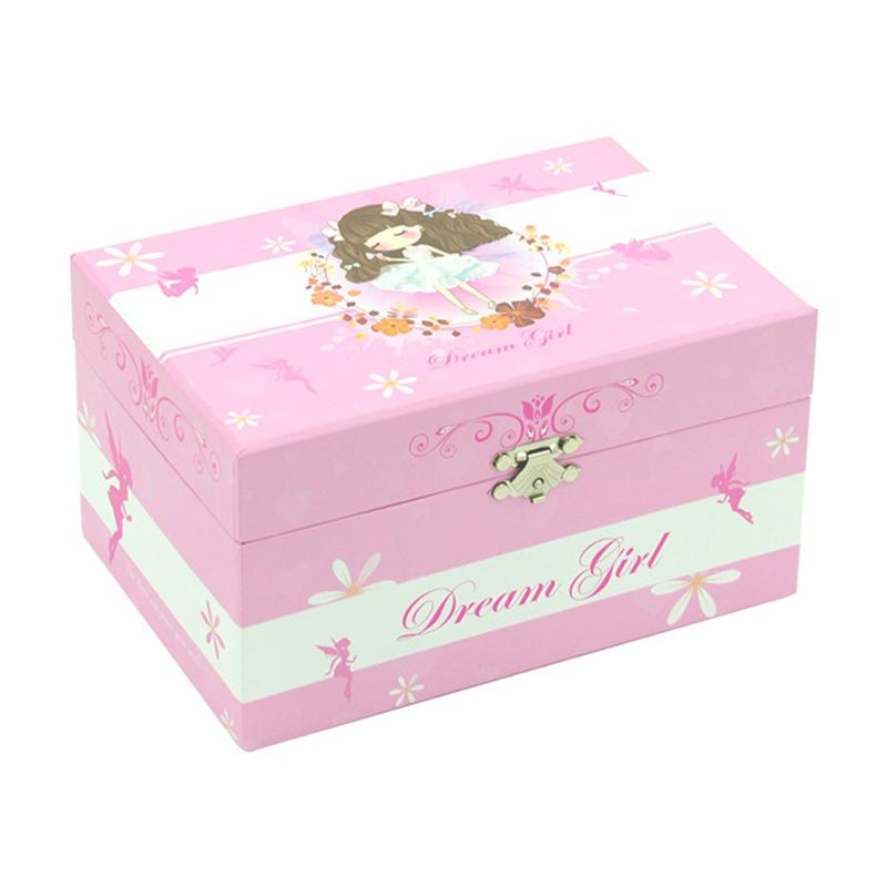 Pink Music Box Wooden Desktop Ornament Ballet Girl Miniature Music Box Classic Home Decor with Mirror