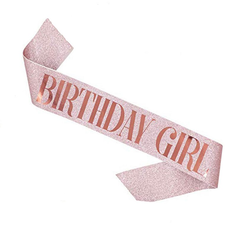 Pink Silver Gold Birthday Shoulder Strap Queen Birthday Banner Girl 18 20th Birthday Garland Happy Birthday Party Decor Adults: Olive