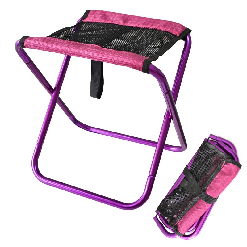 Outdoor Ademend Mesh Opvouwbare Vissen Stoel Ultra Licht Gewicht Draagbare Vouwen Camping Aluminium Picknick Vissen Stoel: Deep Purple