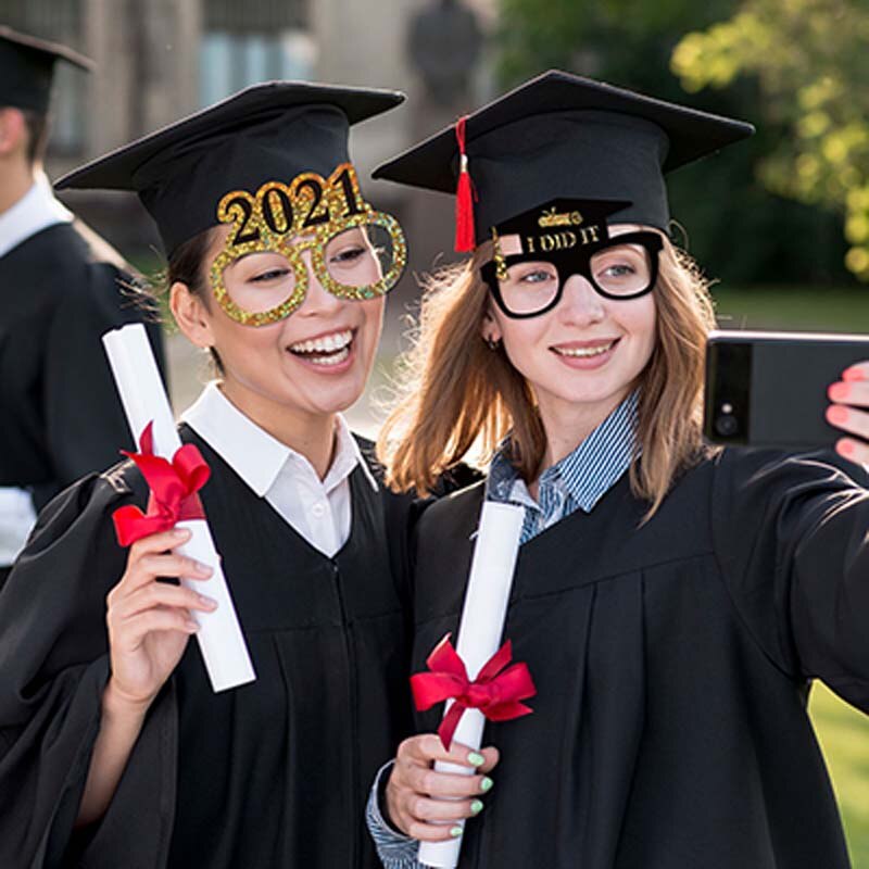 6pcs Graduation Photo Booth Frame Glasses Photo Props Bachelor Cap Grad PhotoBooth Cheers Graduation Party Decorations