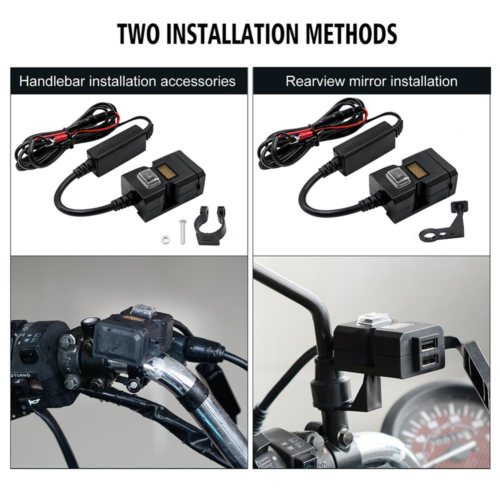 Dual USB Port Waterproof Motorbike Motorcycle Handlebar Charger 9-32V 3.1A 7V Adapter Power Supply Socket for Phone Mobile