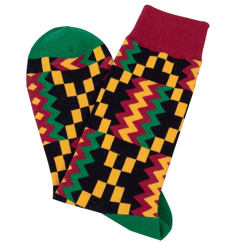 3 Pairs For Socks African Print Striped Lattice Colorful Soft Socks Leisure Skateboard Socks Funny Multicolor