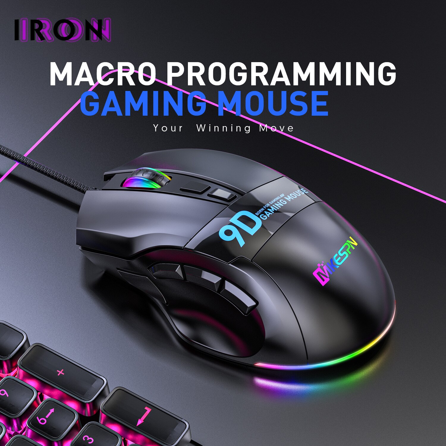 Wired Mouse Gamer Macro Programming Gaming Mouse 1.8m Line Length 9 Buttons Gaming Mouse For PC Gamer Laptop Glowing Wired Mouse